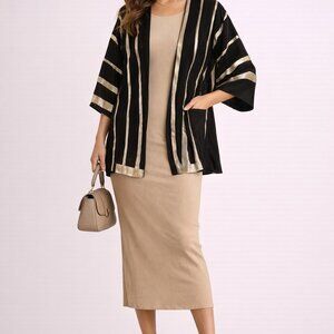 WeWoreWhat Tan Sleeveless Sheath Maxi Dress with 2 cover options Cream Sweater